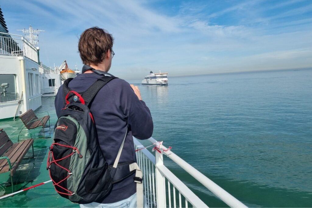 ferry traveller with backpack